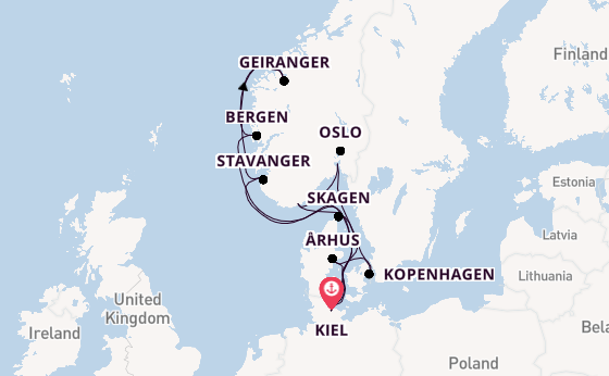 Noorwegen vanaf Kiel, Duitsland met AIDAnova