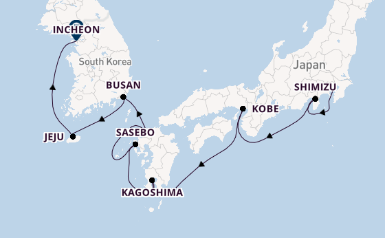Oost-Azië vanaf Tokio, Japan met de Silver Muse