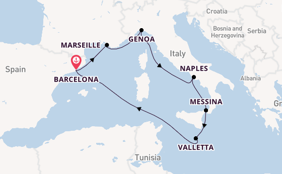 Western Mediterranean from Barcelona with the MSC World Asia