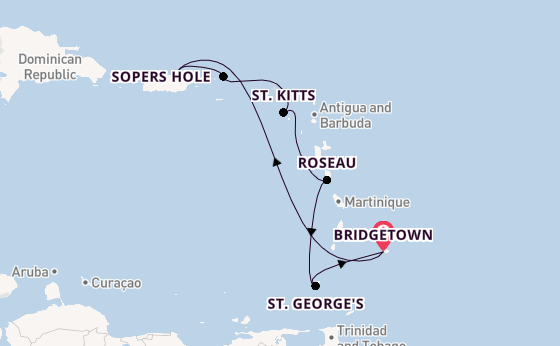 Caribbean vanaf Bridgetown, Barbados met de Emerald Princess