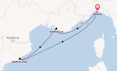 Western Mediterranean from Genoa, Italy with the MSC Magnifica
