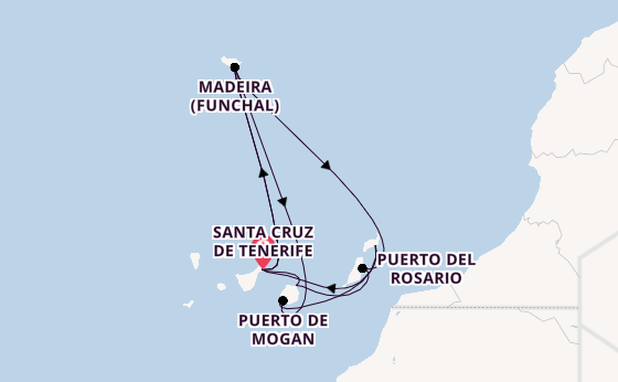 Canary Islands from Santa Cruz de Tenerife, Spain with the Azura
