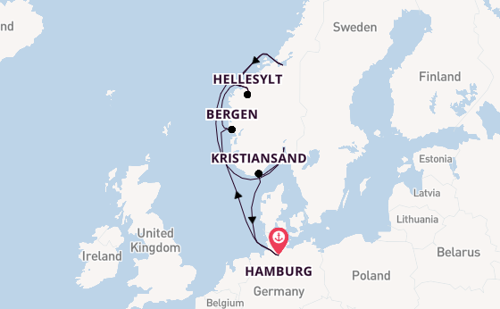 Noorwegen vanaf Hamburg, Duitsland met de Mein Schiff Relax