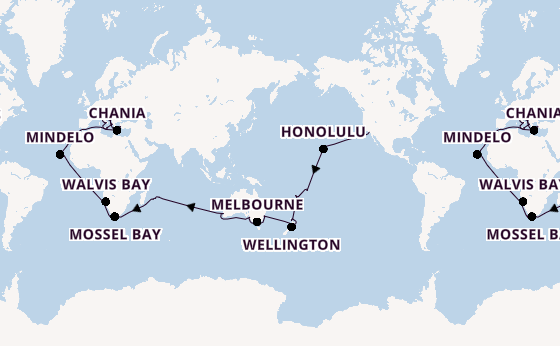 Round-the-World Trip from Los Angeles, California, USA with the Coral Princess