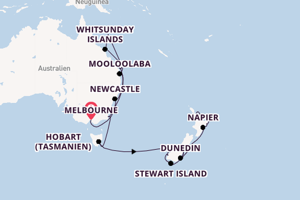 Australien und Neuseeland ab Melbourne, Australien auf der Silver Moon