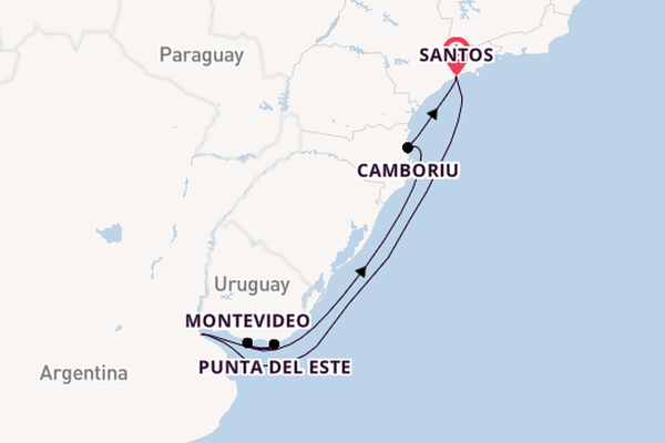 South America from Santos, Brazil with the MSC Preziosa