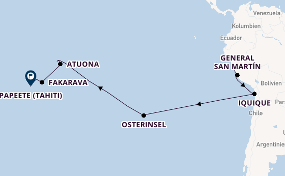 Polynesien ab Callao (Lima), Peru auf der Seabourn Quest