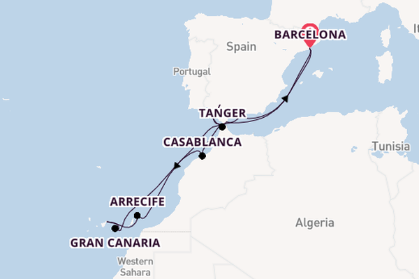 Westelijke Middellandse Zee vanaf Barcelona, Spanje met de Celebrity Infinity