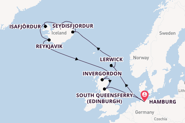Arctic Ocean from Hamburg, Germany with the MSC Preziosa