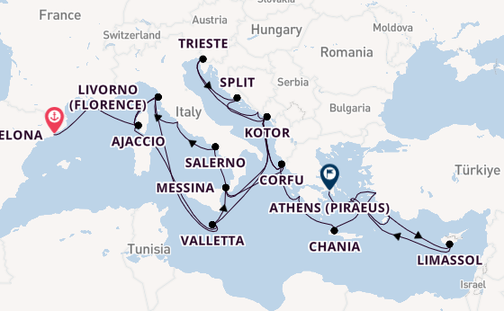 Mediterranean Sea from Barcelona, Spain with the Enchanted Princess