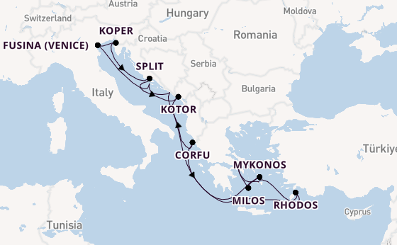 Oostelijke Middellandse Zee vanaf Athene (Piraeus), Griekenland met de EXPLORA II