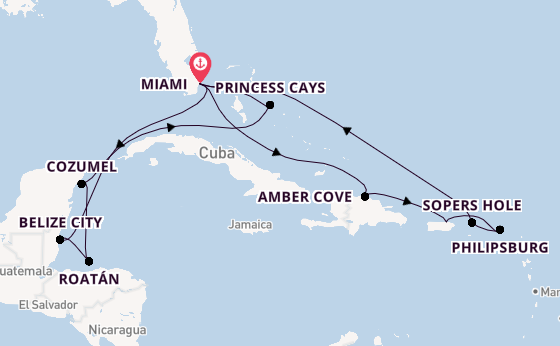 Caribbean vanaf Miami, Verenigde Staten met de Regal Princess