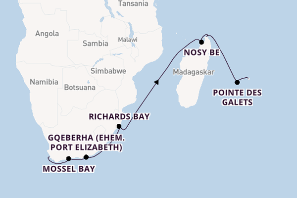 Afrika ab Kapstadt, Südafrika auf der Norwegian Dawn