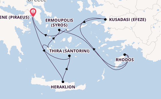 Oostelijke Middellandse Zee vanaf Athene (Piraeus), Griekenland met de Silver Nova