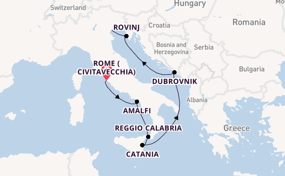 Mediterranean Sea from Rome (Civitavecchia), Italy with the Seven Seas Grandeur