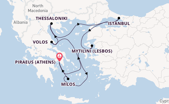Eastern Mediterranean from Piraeus (Athens), Greece with the EXPLORA I