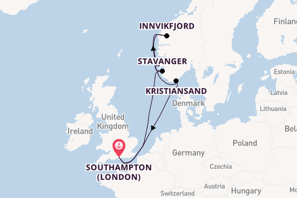 British Isles from Southampton, England with the Britannia 