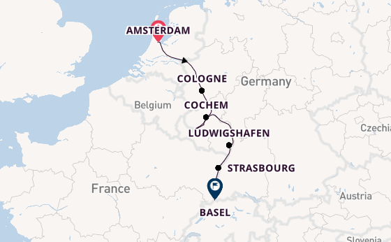 Rhine River, Europe from Amsterdam, Netherlands with the Avalon Imagery II