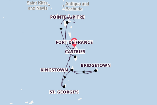 Southern Caribbean from Fort de France with the MSC Virtuosa