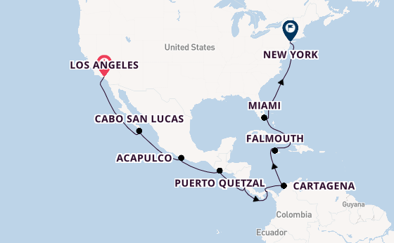 Midden-Amerika vanaf Los Angeles, Verenigde Staten met de Norwegian Bliss 