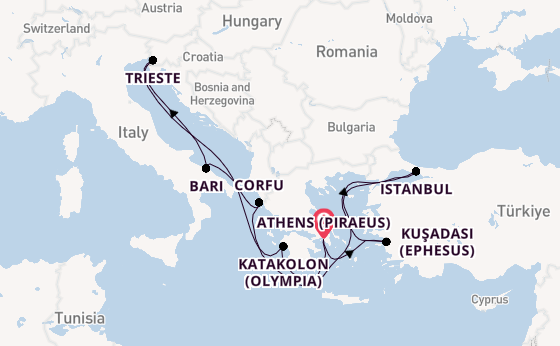 Mediterranean Sea from Athens (Piraeus), Greece with the MSC Splendida