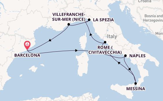 Western Mediterranean from Barcelona, Spain with the Celebrity Xcel