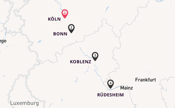 Rhein ab Köln, Deutschland auf der Aurelia