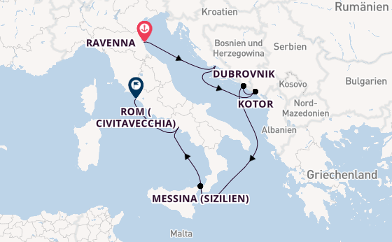 Mittelmeer ab Ravenna, Italien auf der Brilliance of the Seas