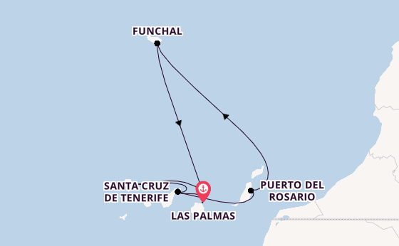 Canarische Eilanden vanaf Las Palmas, Gran Canaria, Spanje met AIDAprima