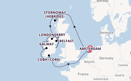 British Isles from Australia with the Zuiderdam