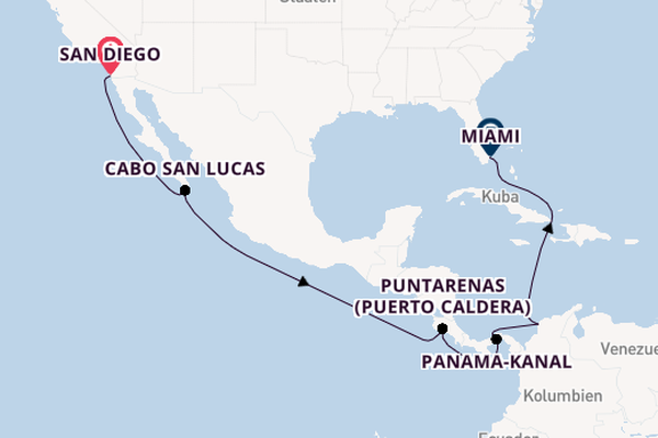 Mittelamerika ab San Diego, USA auf der MSC Poesia