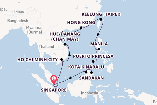 South East Asia from Singapore, Singapore with the Silver Muse