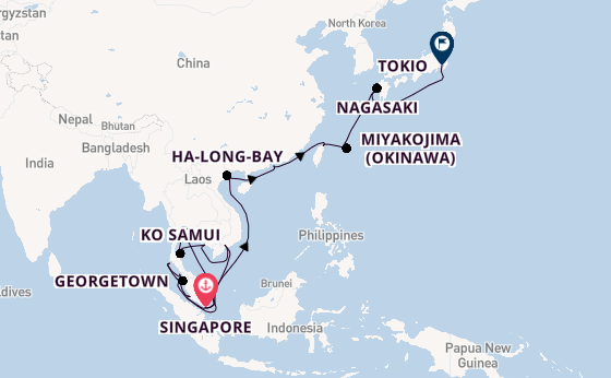 Zuidoost-Azië vanaf Singapore, Singapore met de Sapphire Princess