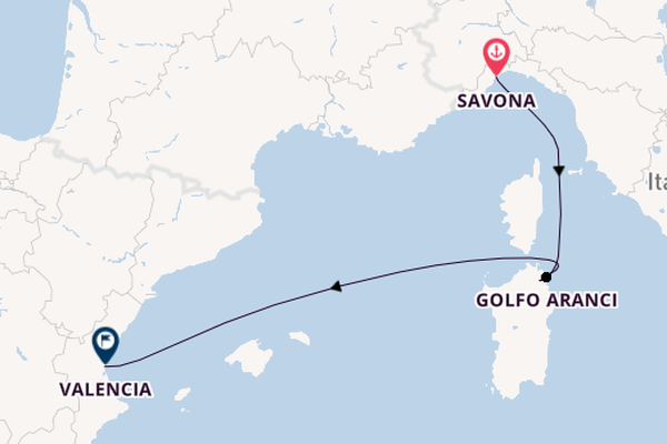 Westliches Mittelmeer ab Savona, Italien auf der Costa Fascinosa