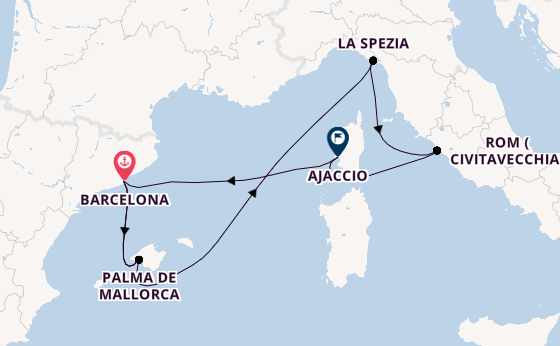 Westliches Mittelmeer ab Barcelona, Spanien auf AIDAcosma