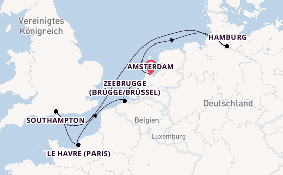 England ab Amsterdam, Niederlande auf der MSC Preziosa