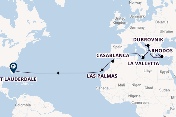trans-Atlantisch vanaf Athene (Piraeus), Griekenland met de Island Princess