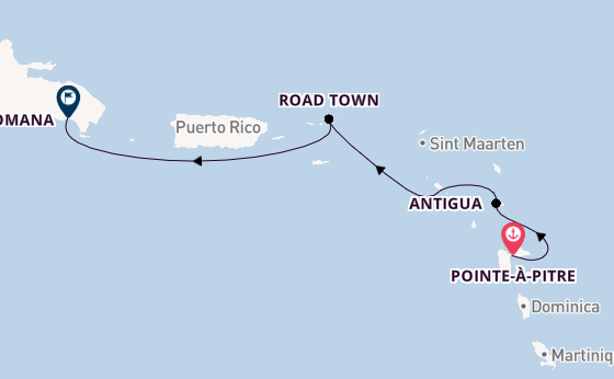Karibik ab Pointe-à-Pitre, Guadeloupe auf der Costa Fascinosa