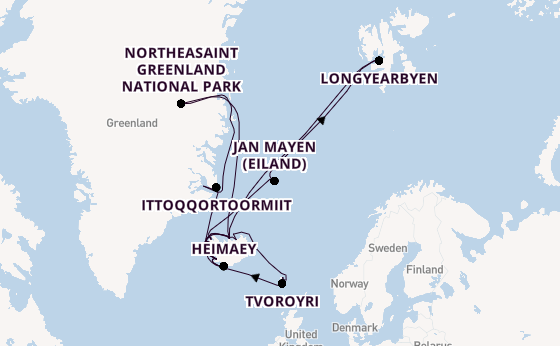 Arctica vanaf Reykjavik, IJsland met de Seabourn Pursuit