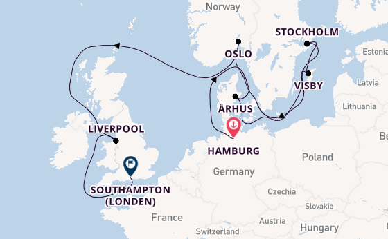 Engeland vanaf Hamburg, Duitsland met de Queen Anne