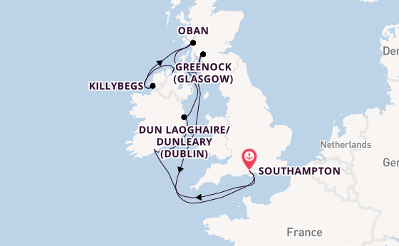 British Isles from Southampton, England with the EXPLORA IV