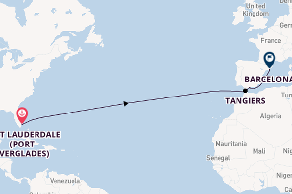 Transatlantic from Fort Lauderdale (Port Everglades), Florida, USA with the Nieuw Amsterdam