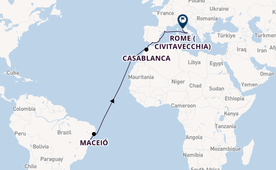 Transatlantic from Salvador da Bahia, Brazil with the MSC Divina