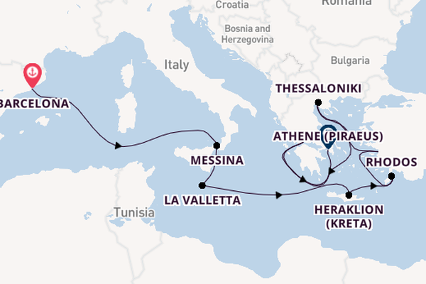 Middellandse Zee vanaf Barcelona, Spanje met de Celebrity Infinity