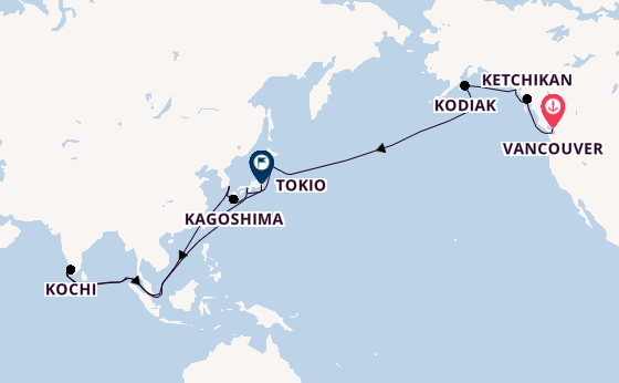 Transpacifisch vanaf Vancouver, Canada met de Silver Moon