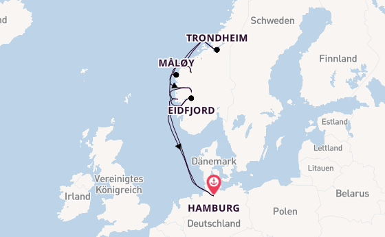 Norwegen ab Hamburg, Deutschland auf AIDAprima