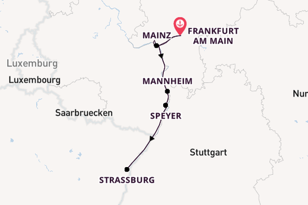 Rhein ab Frankfurt am Main, Deutschland auf der VIVA TIARA