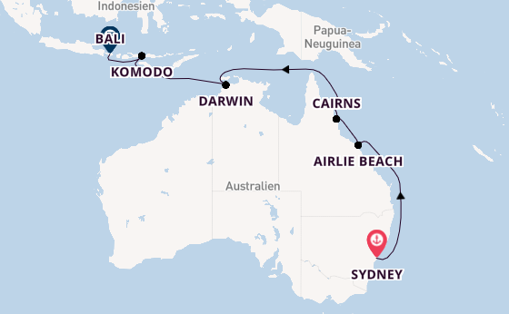 Australien ab Sydney auf der Riviera
