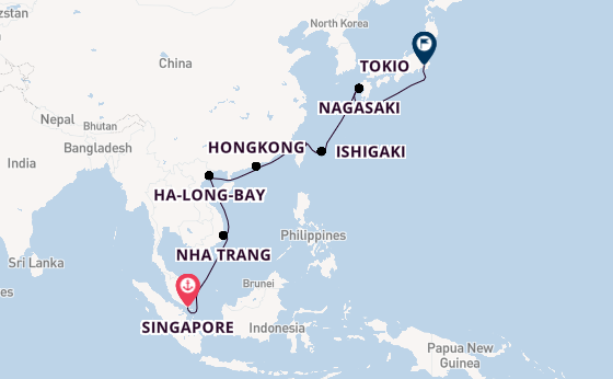 Oost-Azië vanaf Singapore, Singapore met de Sapphire Princess