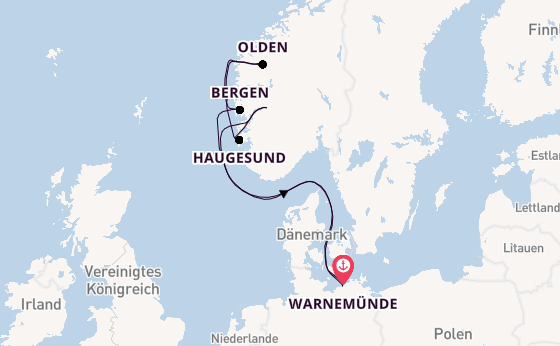 Norwegen ab Warnemünde auf AIDAmar
